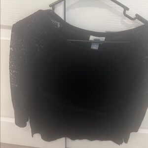 Old Navy Black Lace Sleeve Blouse